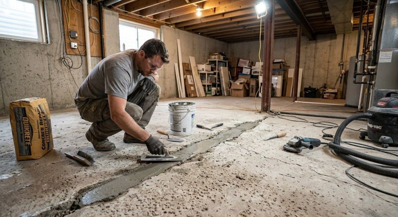 Cracked Basement Floor Repair in Waycross, GA